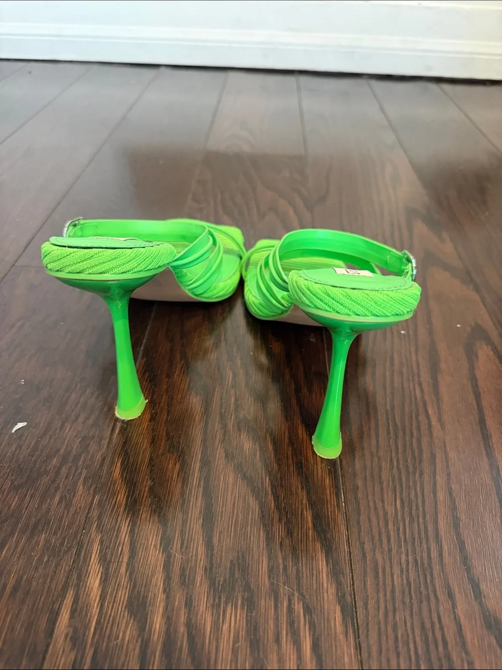 Steve Madden Neon Green Strappy Square-Toe Heeled Sandals